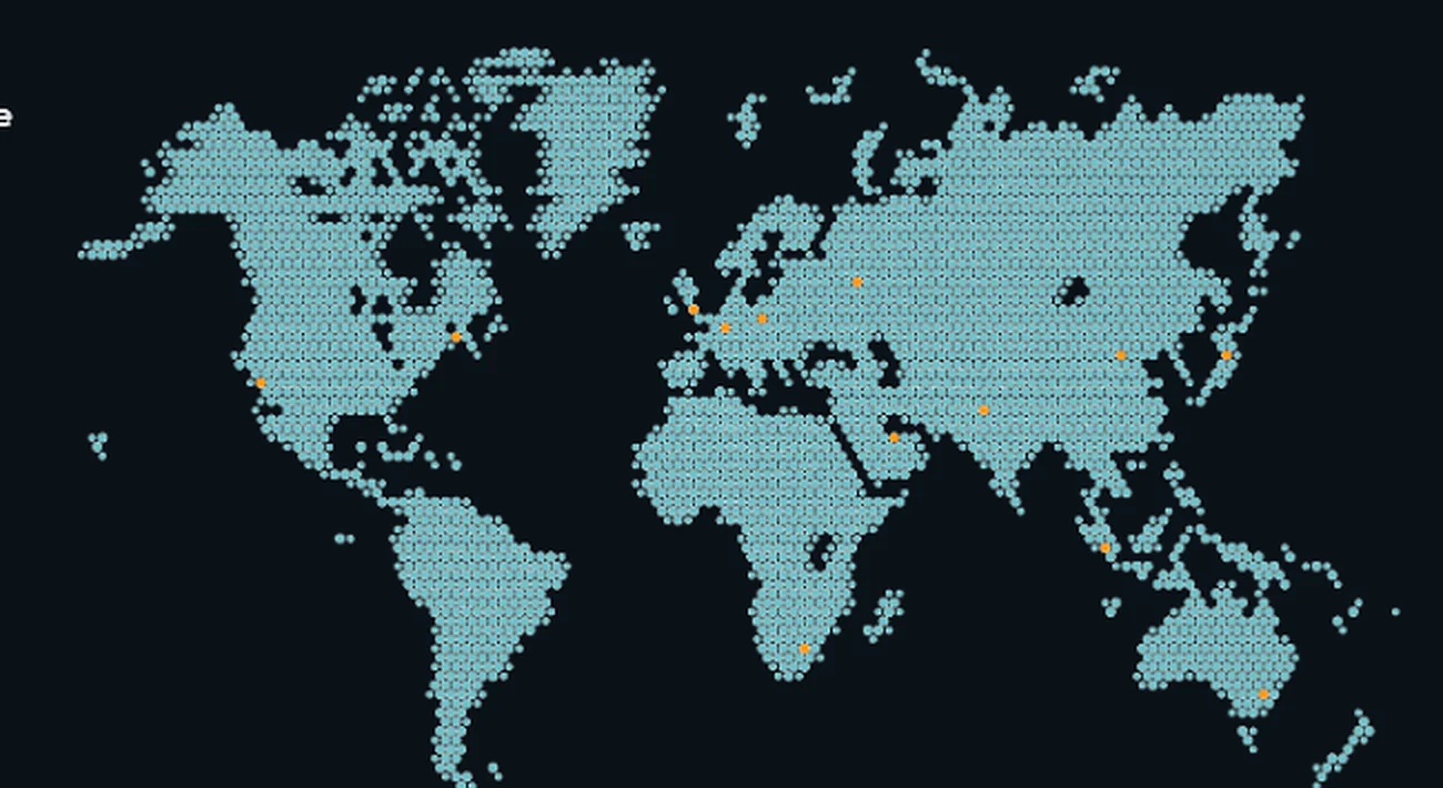 World map showing Dar Al Arab's international outlook